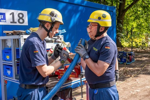 Emergency services from the infrastructure specialist group set up water, sewage, electricity and
