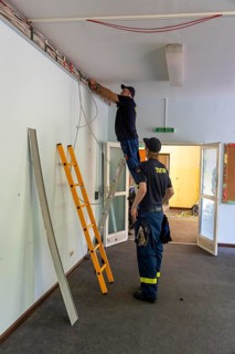 Emergency services from the infrastructure specialist group set up water, sewage, electricity and