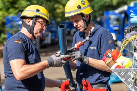 Emergency services from the infrastructure specialist group set up water, sewage, electricity and