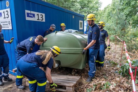 Emergency services from the infrastructure specialist group set up water, sewage, electricity and