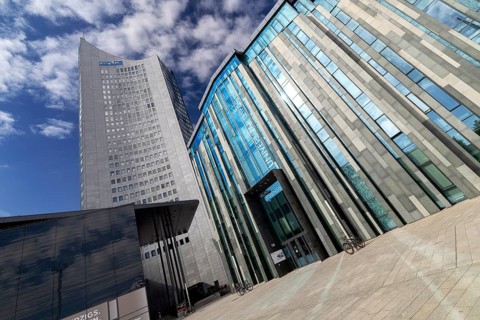 City skyscraper at Augustusplatz, Saxony, Germany, 26 August 2025 < english> City skyscraper at