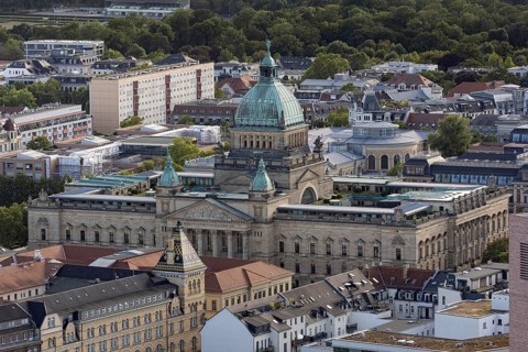 View from the observation deck of the City Tower to the Federal Administrative Court, Leipzig,