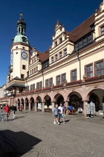 Market square with old town hall, Leipzig, Saxony, Germany, 26.08.2025 < english> Market square