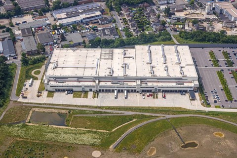 Aerial view, Picnic FCA Oberhausen GmbH e-food warehouse, construction site Schwarze Heide,