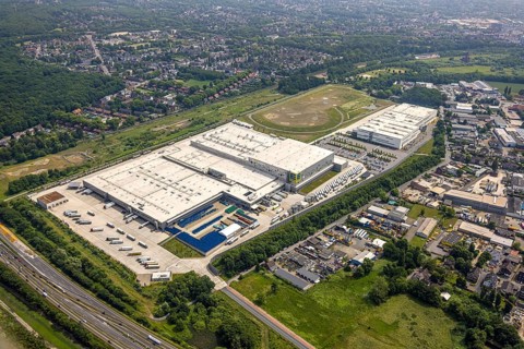 Aerial view, EDEKA Rhein-Ruhr central warehouse, Picnic FCA Oberhausen GmbH e-food warehouse,
