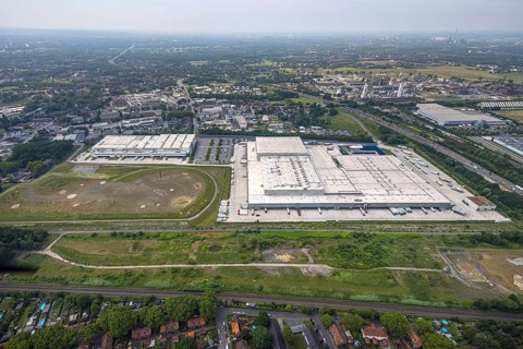 Aerial view, EDEKA Rhein-Ruhr central warehouse, Picnic FCA Oberhausen GmbH e-food warehouse,