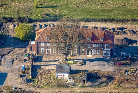 Aerial view, Haus Füchteln, building site and construction area, Olfen-Kirchspiel, Olfen,