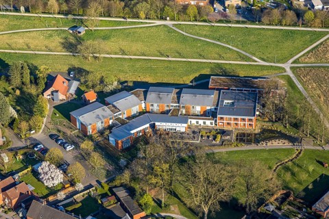 Aerial view, St. Vitus Stift GmbH retirement home, Olfen-Stadt, Olfen, Münsterland, North
