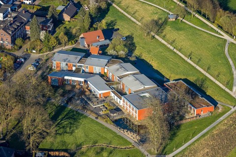 Aerial view, St. Vitus Stift GmbH retirement home, Olfen-Stadt, Olfen, Münsterland, North