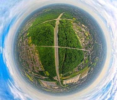 Aerial view, motorway junction Oberhausen with motorway A3, motorway A2 and motorway A516 in the