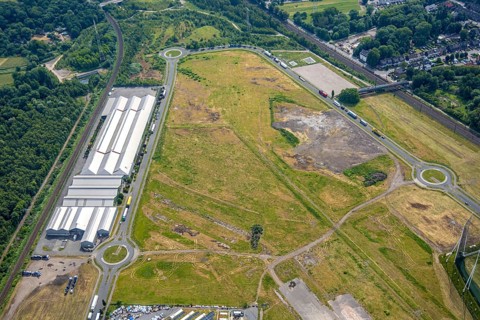 Aerial view, Bloomways GmbH flower wholesaler at Brammenring in Westfield Centro shopping centre