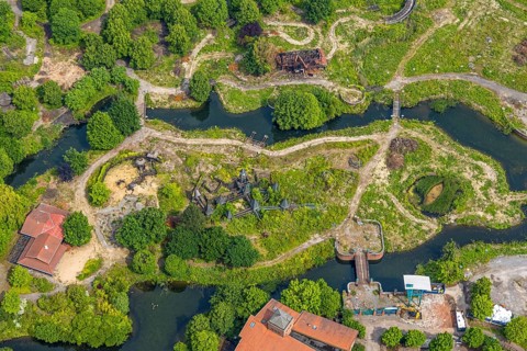 Aerial view, adventure playground in Westfield Centro shopping centre Neue Mitte, Oberhausen, Ruhr