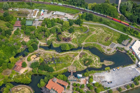 Aerial view, adventure playground in Westfield Centro shopping centre Neue Mitte, Oberhausen, Ruhr