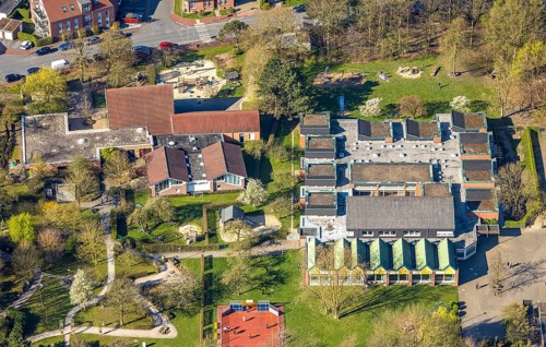 Aerial photo, Maximlian-Kolbe-Schule, Nordkirchen, Münsterland, North Rhine-Westphalia, Germany,