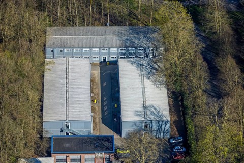 Aerial view, residential container for students, Am palace gardens, Nordkirchen, Münsterland, North