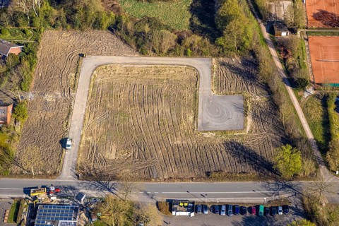 Aerial view, brownfield building site for planned housing project Am Gorbach, Nordkirchen,