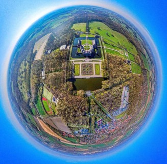 Aerial view, Nordkirchen Castle and castle park, Oranienburg, Orangery, former residence of the