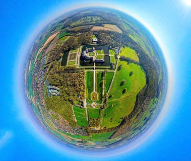 Aerial view, Nordkirchen Castle and castle park, Oranienburg, Orangery, former residence of the