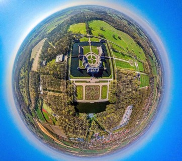 Aerial view, Nordkirchen Castle and castle park, Oranienburg, Orangery, former residence of the