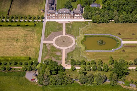 Aerial view, Nordkirchen Castle and Castle Park, Oranienburg, Orangery, former residence of the