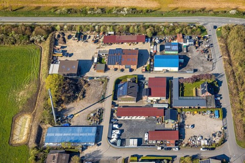 Aerial view, commercial area Aspastraße, Nordkirchen, Münsterland, North Rhine-Westphalia, Germany,
