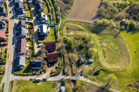 Aerial photo, Katzbach residential area, view of Südkirchen, Nordkirchen, Münsterland, North