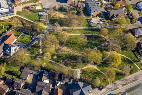 Aerial view, Capeller Dorfpark, Capelle, Nordkirchen, Münsterland, North Rhine-Westphalia, Germany,