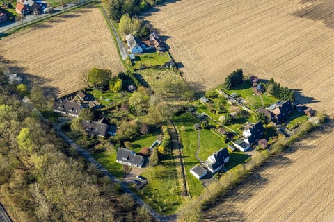 Aerial view, residential area Bauernschaft Uhlandstraße, Capelle, Nordkirchen, Münsterland, North