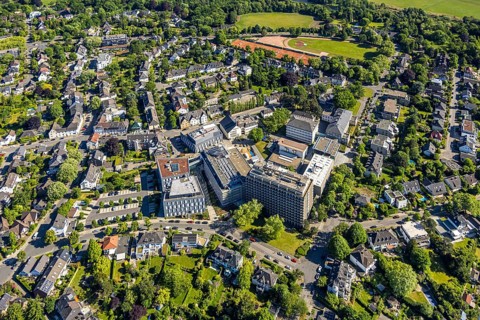 Aerial view, Max Planck Institute, Kaiser-Wilhelm-Platz, behind Kahlenberg sports centre,