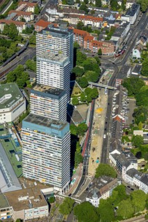 Aerial view, Dickswall high-rise buildings and canal construction site Dickswall, Forum City,