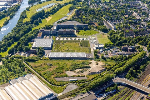 Aerial view, ALDI SÜD headquarters, Styrum - South, Mülheim an der Ruhr, Ruhr area, North