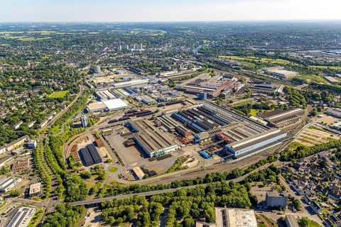 Aerial view, construction site Flex City, formerly Siemens Techno Park, between Mannesmannallee and
