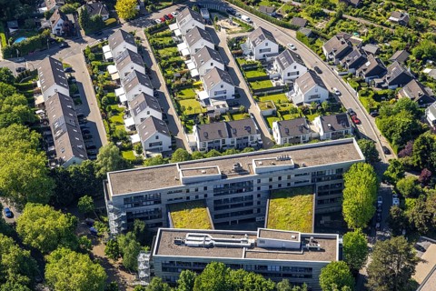 Aerial view, new housing estate Theo-Wüllenkemper-Straße, ZUE Central Accommodation Centre for