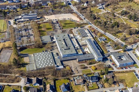Aerial photo, Berufskolleg Meschede des HSK Hochsauerlandkreis, right Chamber of Agriculture North