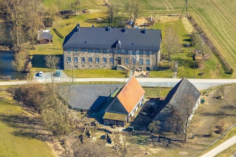 Aerial view, former Galilee Convent, Enste, Meschede, Sauerland, North Rhine-Westphalia, Germany,