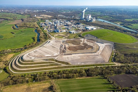 Aerial view, Landfill at Lünener Straße, Remondis Lippewerk Recycling Centre and Trianel