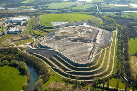 Aerial view, landfill site at Lünener Straße, Waltrop, Ruhr area, North Rhine-Westphalia, Germany,