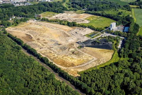 Aerial view, brownfield former STEAG power plant site, Lünen power plant (UW), Lippholthausen,
