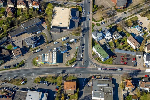 Aerial view, ARAL petrol station at the intersection of Dortmunder Straße and