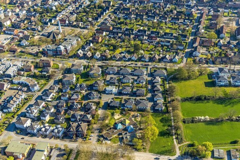 Aerial view, single-family house residential area Rudolph-Nagell-Straße, Nordlünen, Lünen, Ruhr