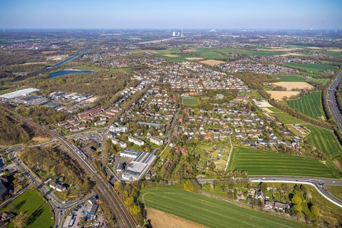 Aerial view, residential area, local view, district Horstmar, Lünen, Ruhr area, North
