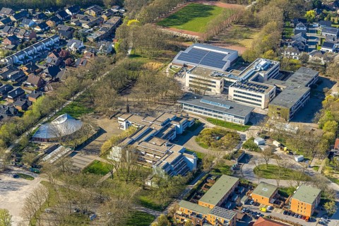 Aerial photo, Altlünen school centre, secondary school and grammar school, Kita Small Munsterlander