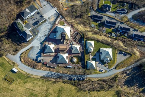 Aerial view, Galileo Park, Sauerland Pyramids, Meggen, Lennestadt, Sauerland, North
