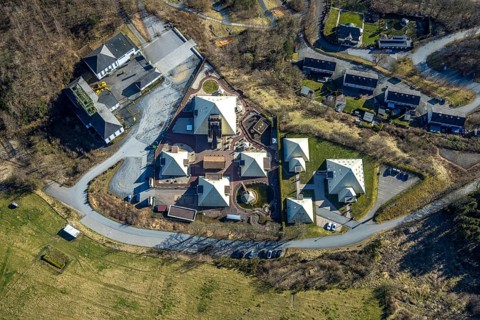 Aerial view, Galileo Park, Sauerland Pyramids, Meggen, Lennestadt, Sauerland, North