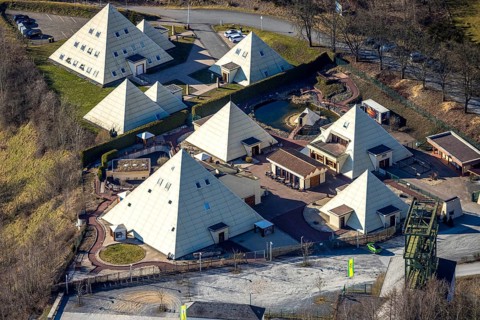 Aerial view, Galileo Park, Sauerland Pyramids, Meggen, Lennestadt, Sauerland, North