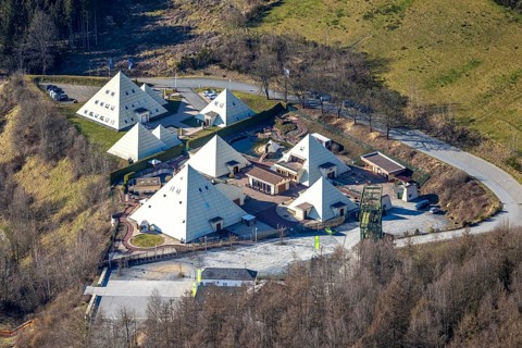 Aerial view, Galileo Park, Sauerland Pyramids, Meggen, Lennestadt, Sauerland, North