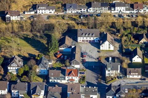 Aerial photo, fire brigade fire brigade group Meggen, Meggen, Lennestadt, Sauerland, North