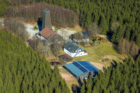 Aerial photo, Rhein-Weser-Turm, restaurant and mountain inn with observation tower, Oberhundem,