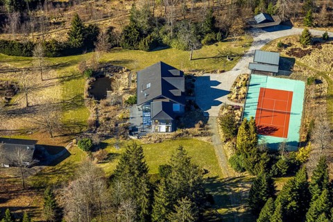 Aerial view, Panorama Park Sauerland, leisure park with attractions, tennis court, Rinsecke,
