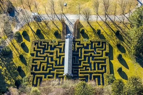 Aerial view, Panorama Park Sauerland, leisure park with attractions, park maze, Rinsecke,